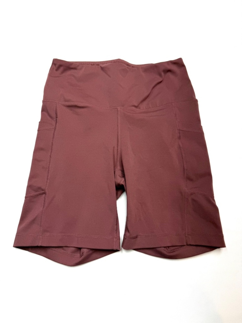 YOGALICIOUS Womens Medium Dusty Rose Mauve 7" High Rise Pocket Biker Shorts N4